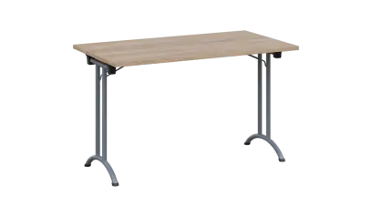 SLA 125 lak skládací jednací stůl 1250x700, deska 25 mm, podnož stříbrný lak, deska dub bardolino